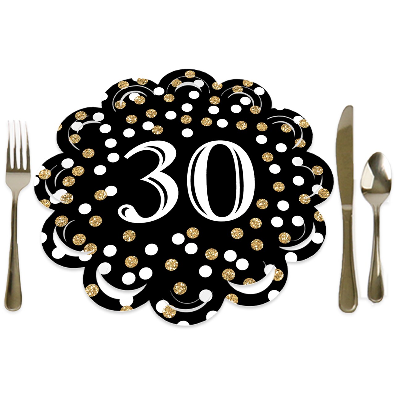Big Dot of Happiness Adult 30th Birthday - Gold - Birthday Party Round Table Decorations - Paper Chargers - Place Setting For 12